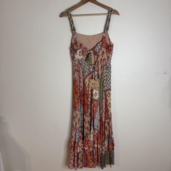 ATL The Label Dress Gypsiana ruffle ladies M Pink Boho Patchwork Maxi Rayon - Picture 7 of 15